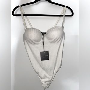 JLUXLABEL WHITE DEMI BUSTIER BODYSUIT SIZE SMALL